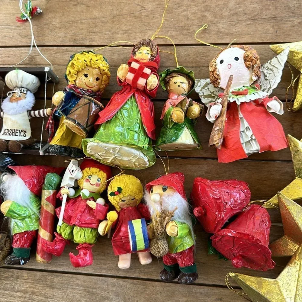 Handmade Whimsical MCM 29 Vintage Christmas Ornaments Decor Bundle